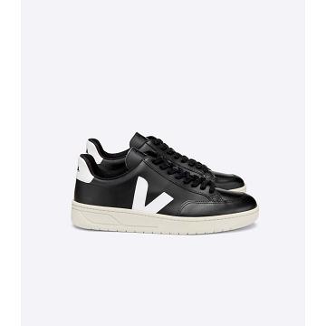 Black/White Women's Veja V-12 LEATHER Sneakers | AU 666VRW